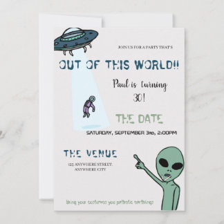 Aus dieser Welt erwachsene Alien Geburtstagseinlad Einladung
