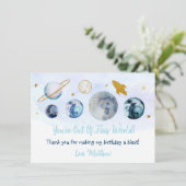 Aus dieser Welt Galaxy Blue Gold Dankeskarte (Stehend Vorderseite)