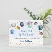 Aus dieser Welt Galaxy Blue Gold Vielen Dank Dankeskarte (Stehend Vorderseite)