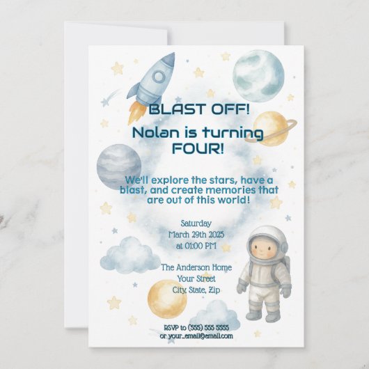 Aus dieser Welt kosmisch | Space Party - Geburtsta Einladung (Vorderseite)