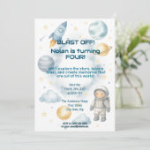 Aus dieser Welt kosmisch | Space Party - Geburtsta Einladung (Stehend Vorderseite)