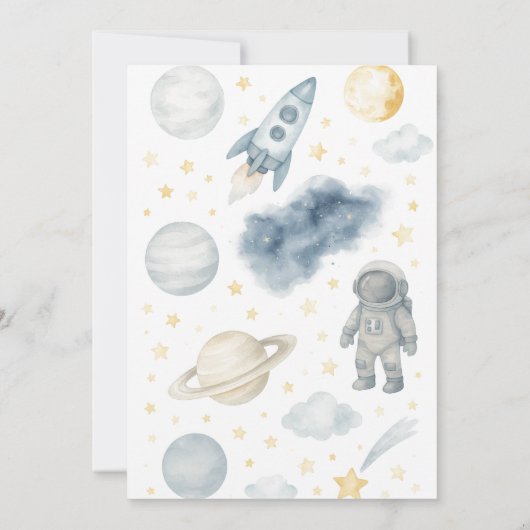 Aus dieser Welt kosmisch | Space Party - Geburtsta Einladung (Rückseite)