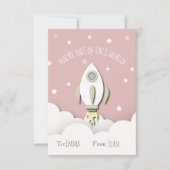 Aus dieser Welt rosa Raumschiff Valentine Einladung (Vorderseite)