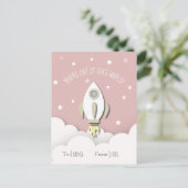 Aus dieser Welt rosa Raumschiff Valentine Postkarte (Stehend Vorderseite)