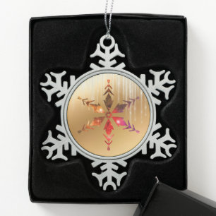 Aus dieser Welt Schneeflocke mit Gold Schneeflocken Zinn-Ornament