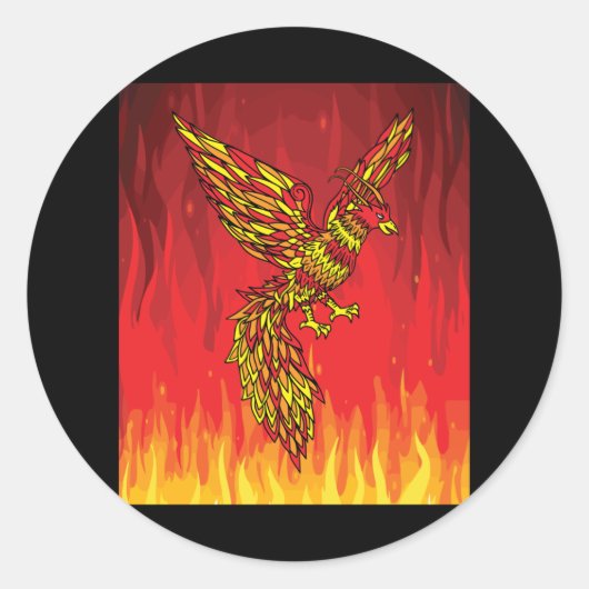 Aus Feuer und Flammen Phoenix Bird Runder Aufkleber (Vorderseite)