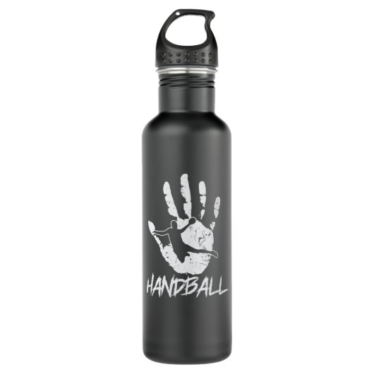 aus Hand und Ball wird Handball Edelstahlflasche (Vorderseite)