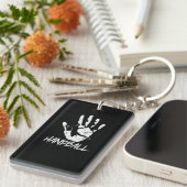 aus Hand und Ball wird Handball Schlüsselanhänger (Vorderseite rechts)