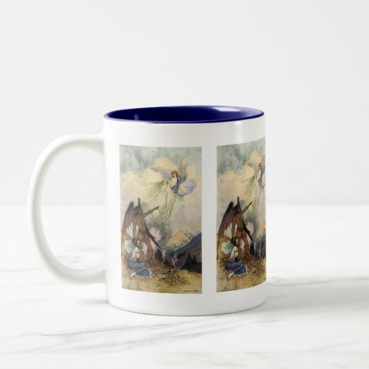 Aus, ihr eisige Geister, Fliegen Zweifarbige Tasse (Links)