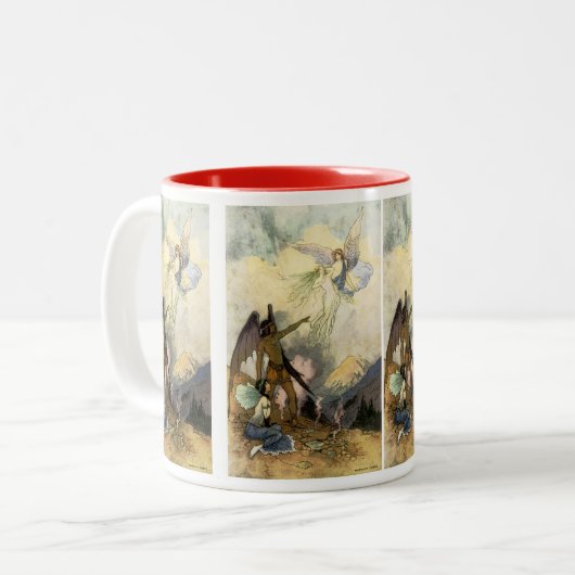 Aus, ihr eisige Geister, Fliegen Zweifarbige Tasse (Vorderseite Links)