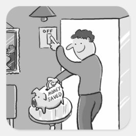 Aus-Leuchten Rettend Energie ausschalten Quadratischer Aufkleber