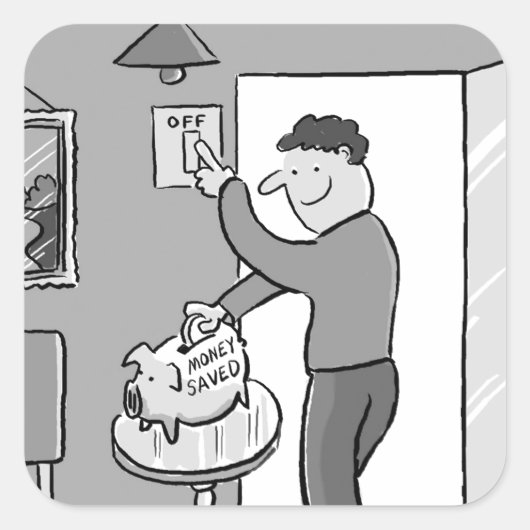 Aus-Leuchten Rettend Energie ausschalten Quadratischer Aufkleber (Vorderseite)