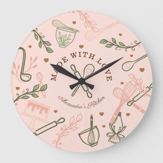 Aus Liebe Backen und Kochen Küche Große Wanduhr (Vorderseite)