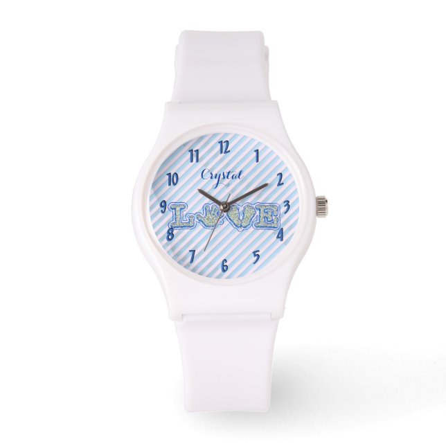 Aus Liebe (blau) Armbanduhr (Vorderseite)