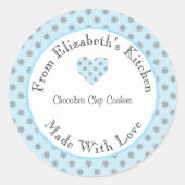 Aus Liebe Blue Snowflakes Zuhause gebackenes Gesch Runder Aufkleber (Vorderseite)