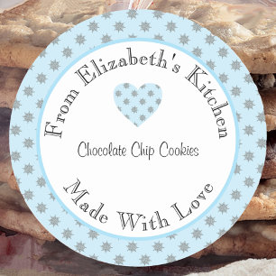 Aus Liebe Blue Snowflakes Zuhause gebackenes Gesch Runder Aufkleber