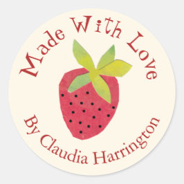 Aus Liebe Erdbeere Valentine Artisan Maker Runder Aufkleber