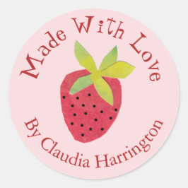 Aus Liebe Erdbeere Valentine Artisan Maker Runder Aufkleber