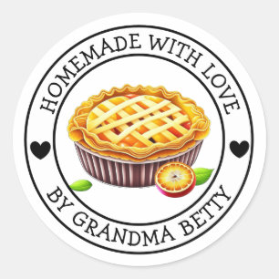Aus Liebe gefertigt, handgefertigte Pie Labels Runder Aufkleber