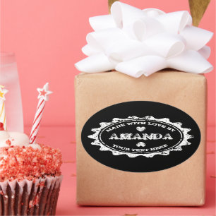 Aus Liebe gefertigte Aufkleber für Backwaren