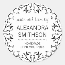 Aus Liebe gemacht, hausgemachte Canning-Geschenkpl Runder Aufkleber