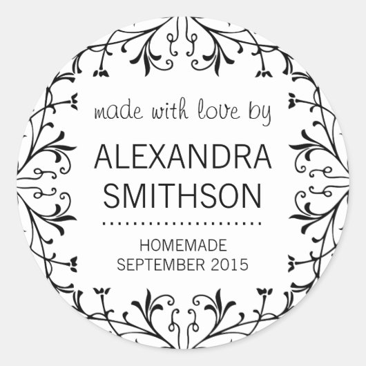 Aus Liebe gemacht, hausgemachte Canning-Geschenkpl Runder Aufkleber (Vorderseite)