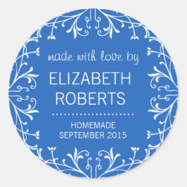 Aus Liebe gemacht, hausgemachte Canning-Geschenkpl Runder Aufkleber