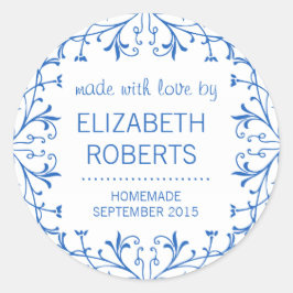 Aus Liebe gemacht, hausgemachte Canning-Geschenkpl Runder Aufkleber