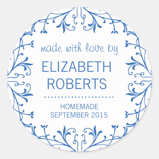 Aus Liebe gemacht, hausgemachte Canning-Geschenkpl Runder Aufkleber (Vorderseite)