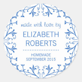 Aus Liebe gemacht, hausgemachte Canning-Geschenkpl Runder Aufkleber