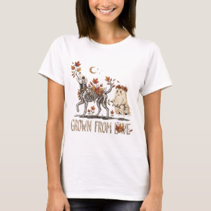 Aus Liebe Gewachsener Halloween-Skelett-Hund T-Shirt