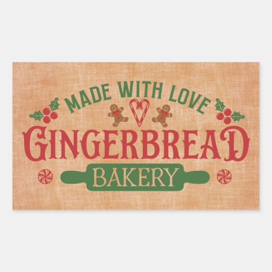 Aus Liebe Gingerbread Bäckerei Rechteckiger Aufkleber (Vorderseite)
