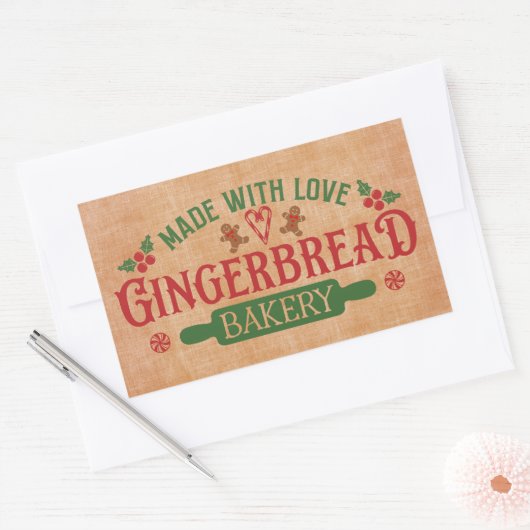 Aus Liebe Gingerbread Bäckerei Rechteckiger Aufkleber (Umschlag)
