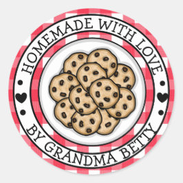Aus Liebe, hausgemachte Schokolade Chip Cookies Runder Aufkleber