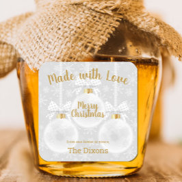 Aus Liebe hausgemachte Weihnachtsschmuck Nahrung Quadratischer Aufkleber