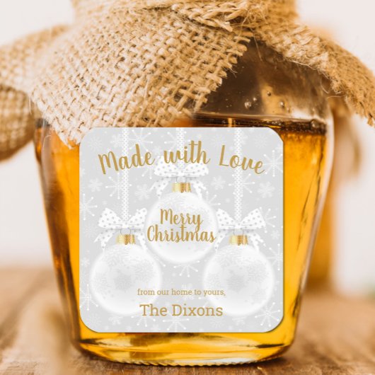 Aus Liebe hausgemachte Weihnachtsschmuck Nahrung Quadratischer Aufkleber