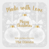 Aus Liebe hausgemachte Weihnachtsschmuck Nahrung Quadratischer Aufkleber (Vorderseite)