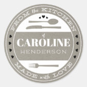 Aus Liebe hergestellt, Lebensmittelaufkleber grau Runder Aufkleber (Vorderseite)