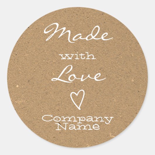 Aus Liebe Labels Herz Symbol Kraft Papier hergeste Runder Aufkleber (Vorderseite)