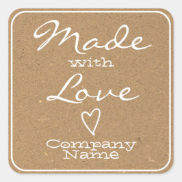 Aus Liebe Labels Kraft Papier Herzsymbol Quadratischer Aufkleber