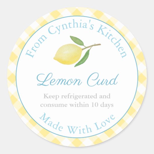 Aus Liebe Lemon Curd Country Kitchen Labels Runder Aufkleber (Vorderseite)