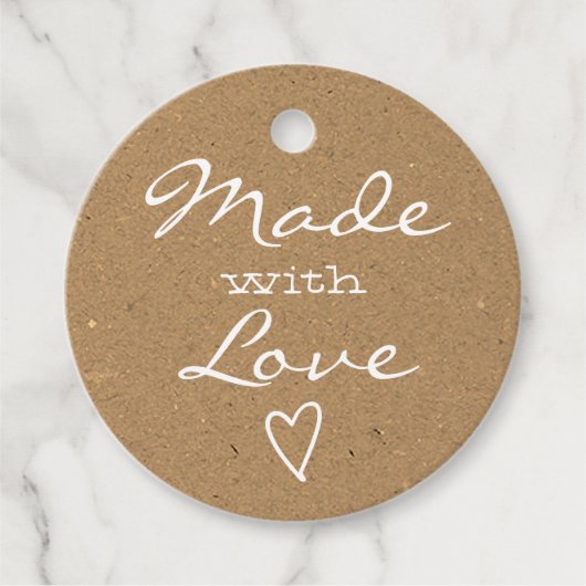 Aus Liebe mit Heart Brown Rustic Kraft Paper herge Geschenkanhänger (Vorderseite)