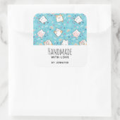 Aus Liebe Niedlich Kitty Cat Muster whimsical Quadratischer Aufkleber (Tasche)