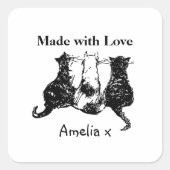 Aus Liebe Niedliche Katzen Quadratischer Aufkleber (Vorderseite)