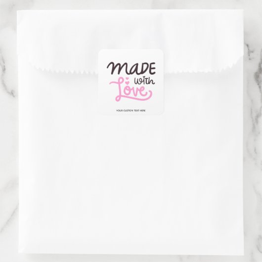 Aus Liebe Personalisiert rosa Quadrat Aufkleber 3 (Tasche)