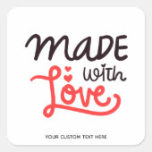 Aus Liebe Personalisierter Roter Quadrat Aufkleber (Vorderseite)