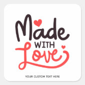 Aus Liebe Personalisierter Roter Quadrat Aufkleber (Vorderseite)