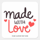 Aus Liebe Personalisierter Roter Quadrat Aufkleber (Vorderseite)