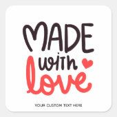 Aus Liebe Personalisierter Roter Quadrat Aufkleber (Vorderseite)