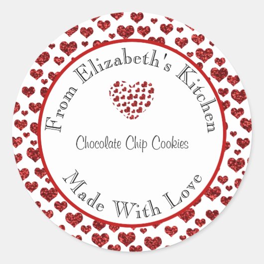 Aus Liebe Red Hearts Zuhause gebackenes Geschenk Runder Aufkleber (Vorderseite)